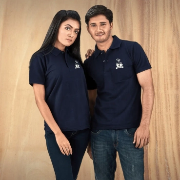 Pure Cotton Polo Neck T-Shirt- Blue